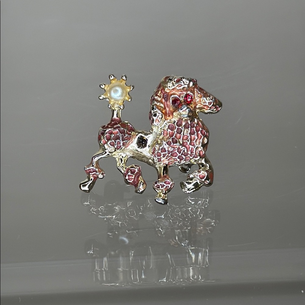 Pink & Gold Poodle Brooch